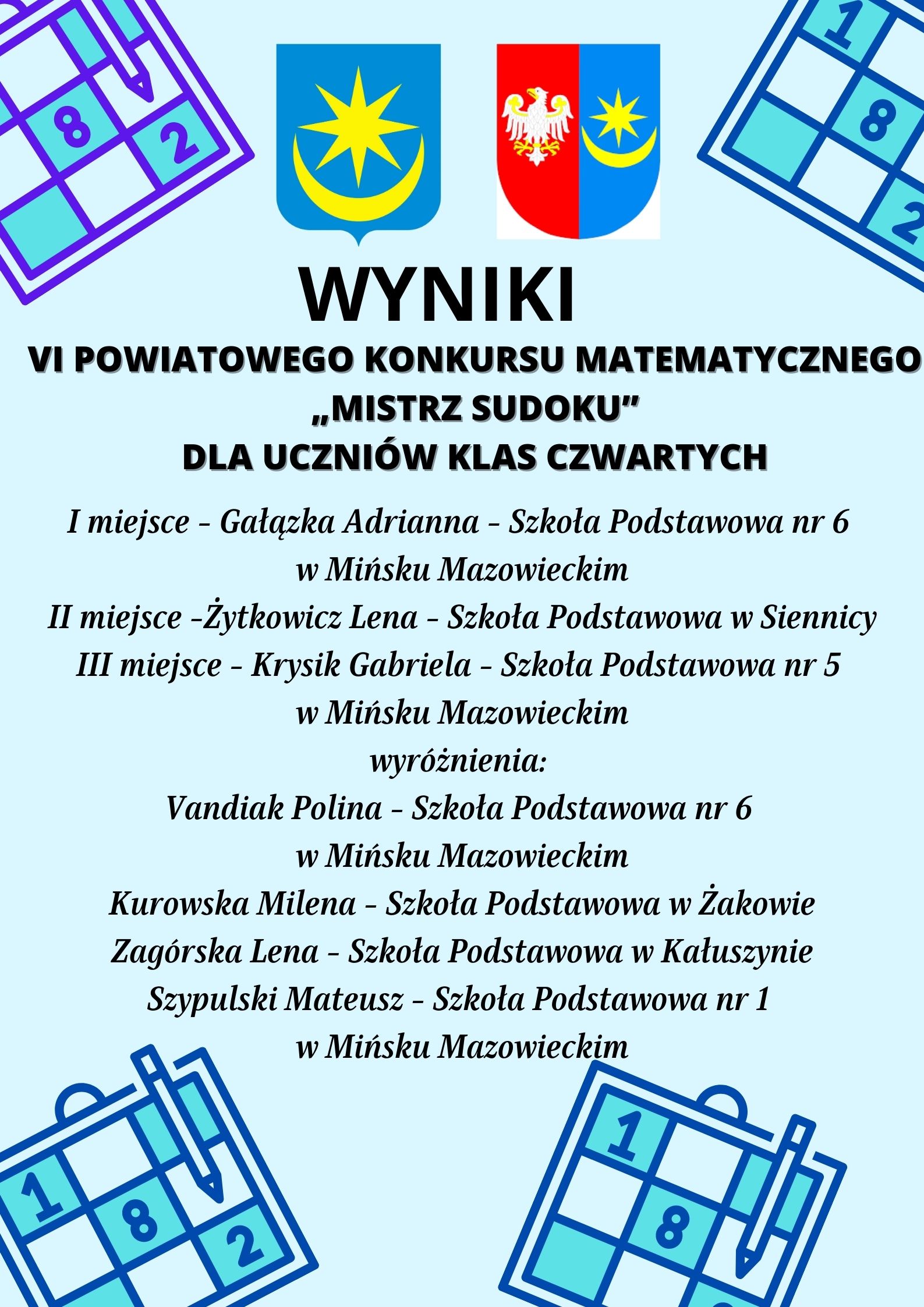 Szkoła Podstawowa Nr 2 Im. Dąbrówki W Mińsku Mazowieckim » MISTRZ SUDOKU